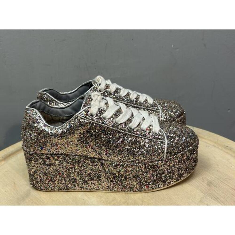 Steve Madden Shoes Womens Size 6M Multicolor Glitter Platform Karuso Chunky Sole